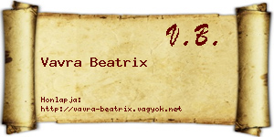 Vavra Beatrix névjegykártya